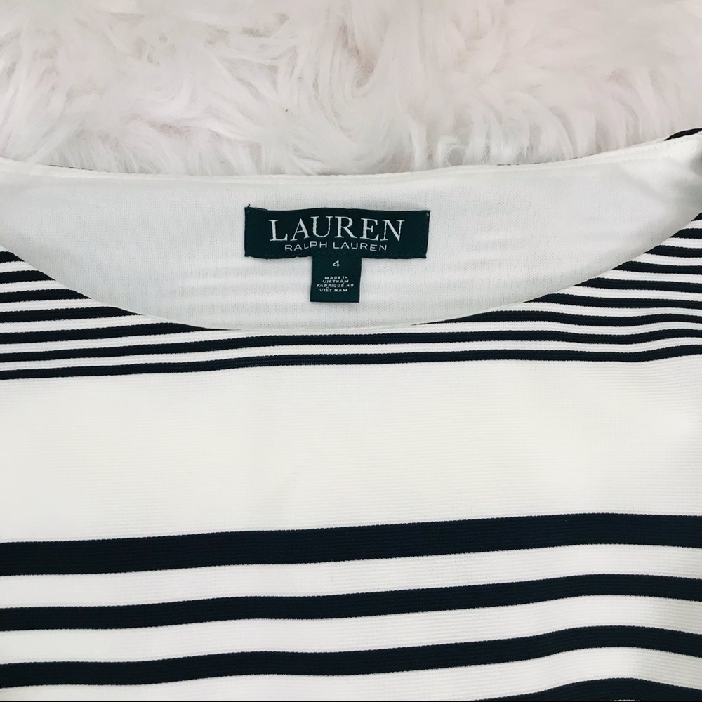 Lauren Ralph Lauren Black White Stripped Boat Neck Dress - Picture 4 of 10